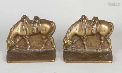 Two bronze bookends