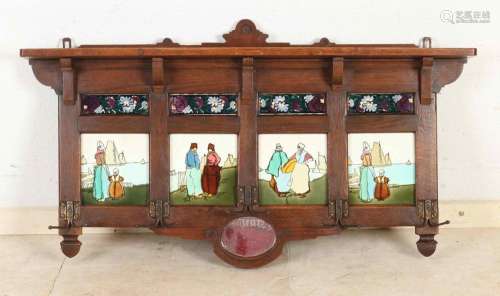 Antique coat rack with tiles