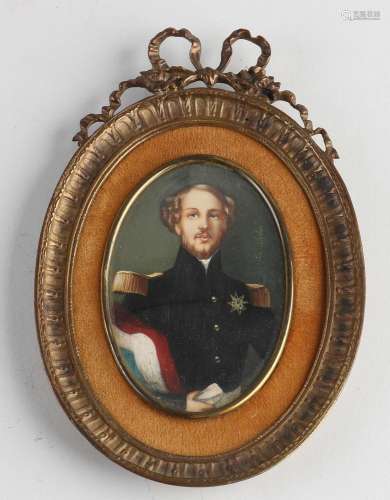 Miniature portrait, Officer, H 9 x W 6 cm.