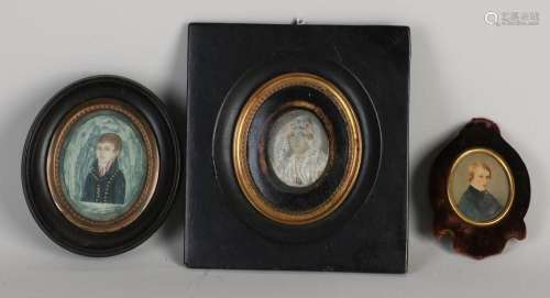 Three miniature portraits