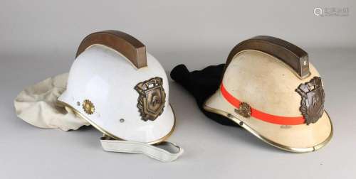 Two old/antique fire helmets, 1950