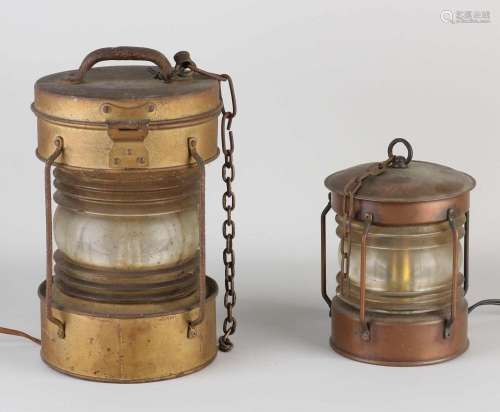 Two brass ship lamps