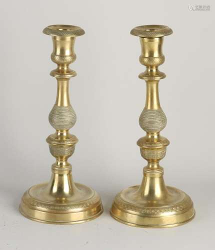 Two Empire candlesticks, H 26 cm.