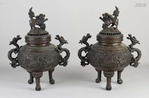 Two Chinese incense burners