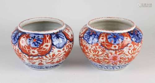 Two antique Japanese Imari flower pots