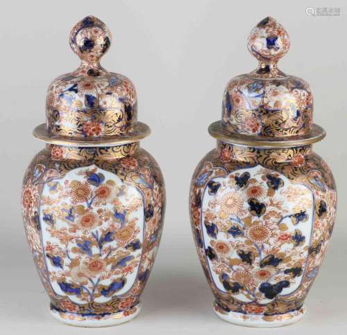 Two Japanese Imari lidded pots, H 37 cm.