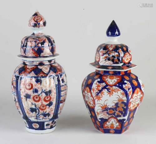 Two Japanese Imari lidded jars
