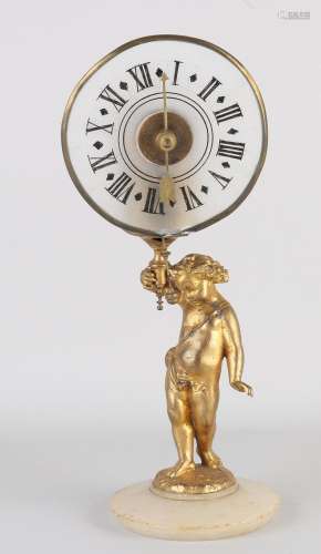 Antique French night light mantel clock, H 31 cm.