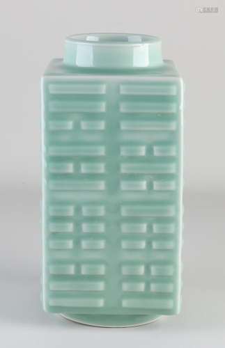 Square celadon vase, H 28 cm.