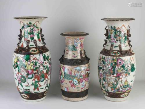 Three antique Cantonese vases