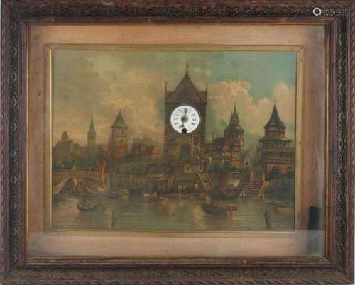 Antique painting clock, 1910