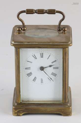 Antique French travel alarm clock, H 11.5 cm.