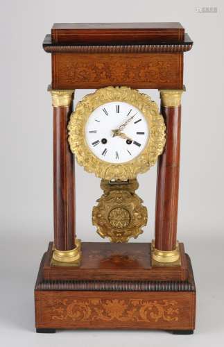 Antique French column mantel clock, 1860
