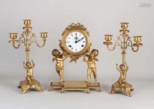 3-Piece bronze clock set