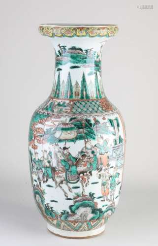 Chinese Familie Verte vase, H 46 cm.
