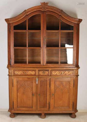 Oak display case top cabinet