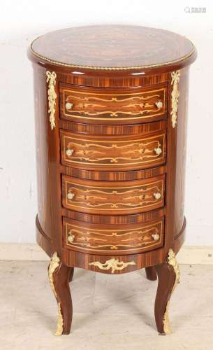 Round chest of drawers with intarsia