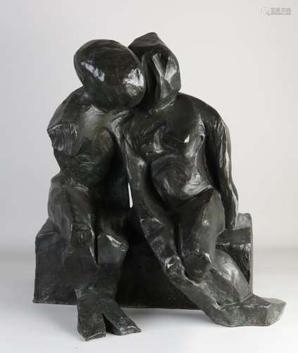 Bronze figure group, Man and woman in love