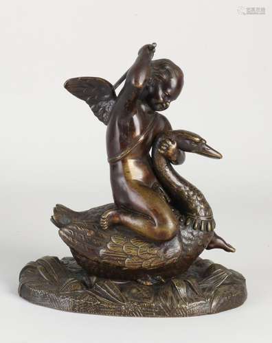 Bronze figure, Angel on swan