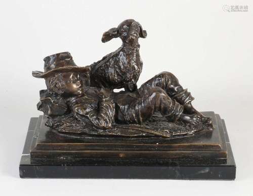 Bronze figure, Boy with dog