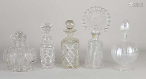 Five crystal vials