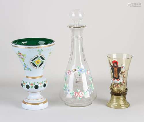 Three pieces of antique glassware