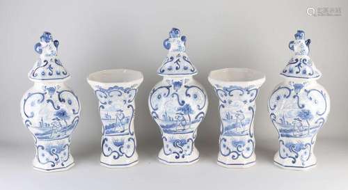 5-Piece Delft garniture, 1900