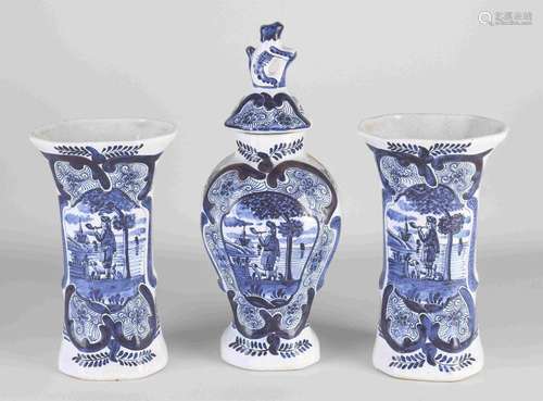 3-Piece antique Delft garniture, 1900