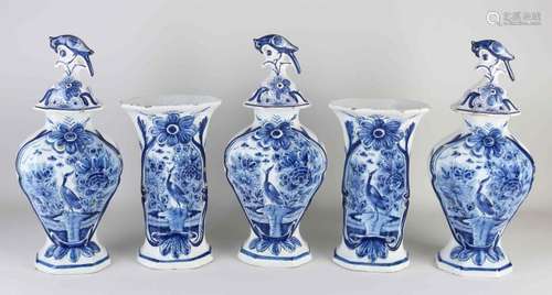 Five-piece 18th century Delft cabinet set