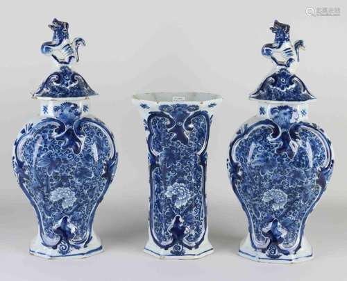 Three-piece 18th century Delft cabinet set