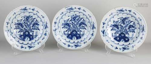 Three 18th century Delft plates