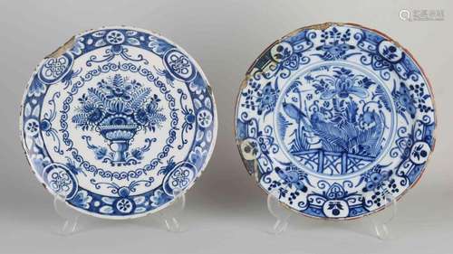 Two 18th century plates Ø 25 - 26 cm.