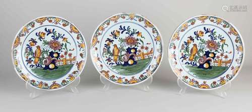 Three antique Delft plates