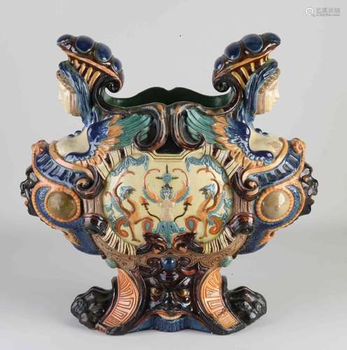 Antique majolica jardiniere, 1900