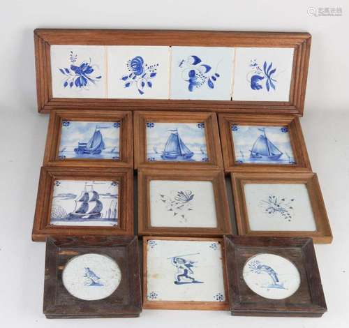 Lot of tiles in frame (13 pcs.)