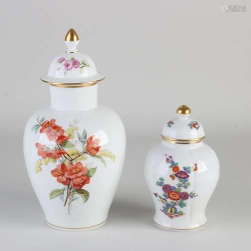 Two Meissen lidded jars