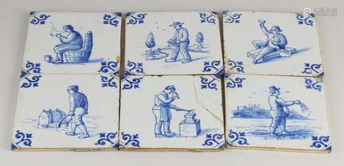 Six antique tiles