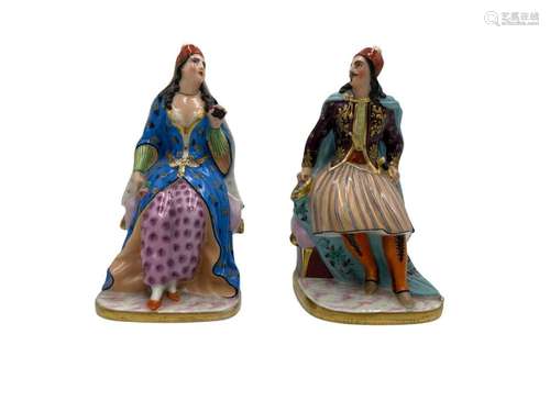 A pair of French Paris Porcelain polychrome Greek figures