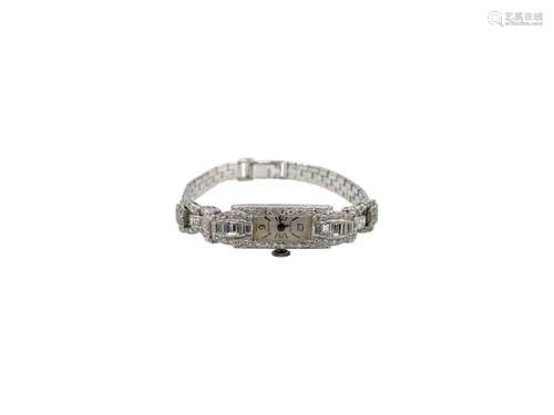 A very fine Mavar Swiss platinum and diamond-set bracelet wa...