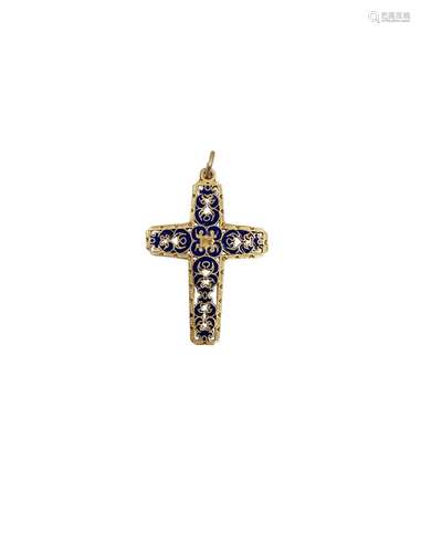 18k gold enamel handmade cross