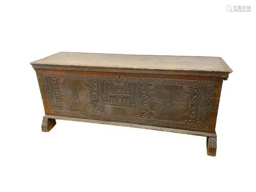 A Large Cypriot Coffer, richly carved, circa 1870