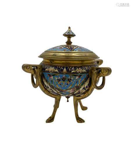 A 19th century French Cloisonné perfume burner mounted with ...