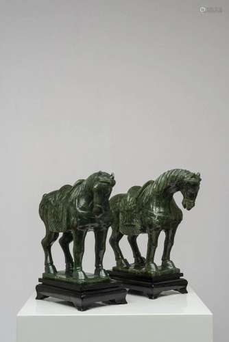 PAIR OF JADE HORSES