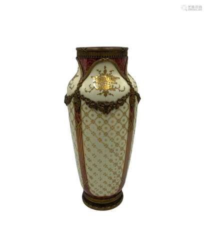 An ormolu bronze mounted porcelain vase