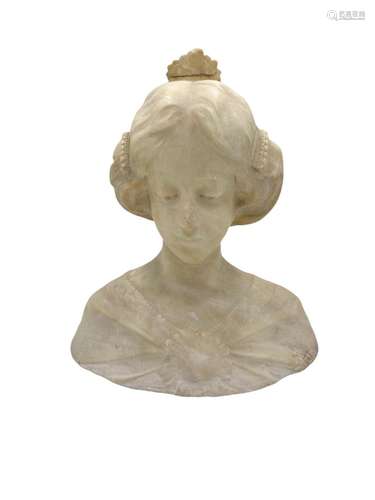 An Art Nouveau alabaster bust of a Lady