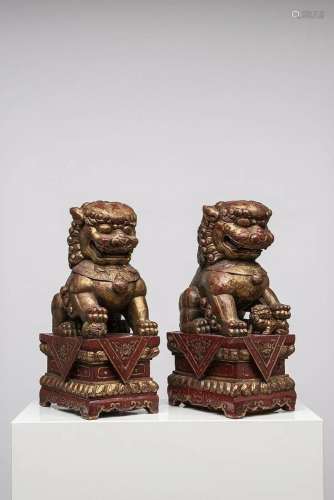 PAIR OF GUARDIAN LIONS