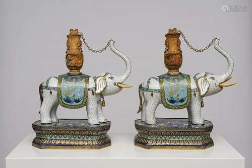 PAIR OF CLOISONNE ELEPHANTS