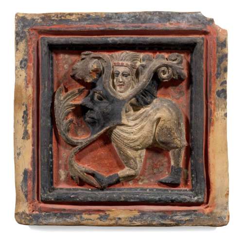 RARE, RELIEF-DECORATED SPANISH TILE