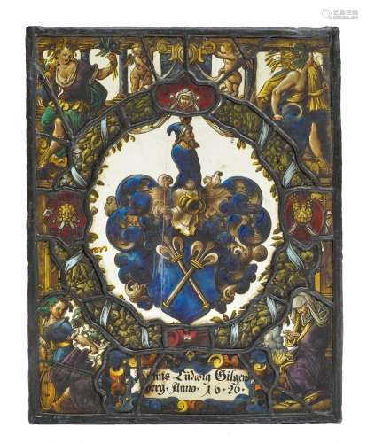 ARMORIAL PANEL GILGENBERG, WITH AN ALLEGORY OF THE FOUR SEAS...