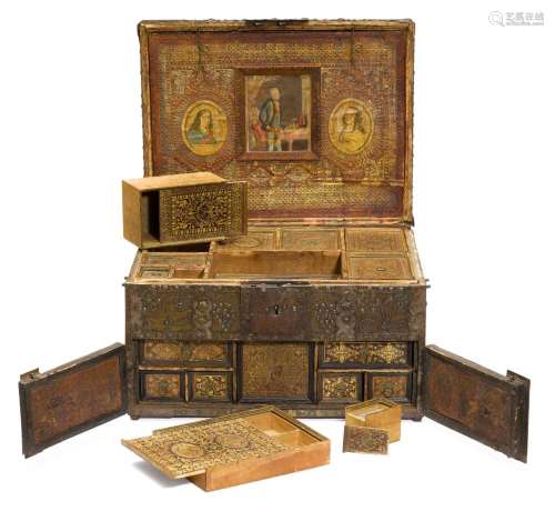 IMPORTANT TRAVEL BOX WITH COLORED PORTRAITS OF WILLIAM II OF...